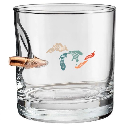 Great lakes USA, Michigan Lake Erie Lake Bullet Whiskey Glasses