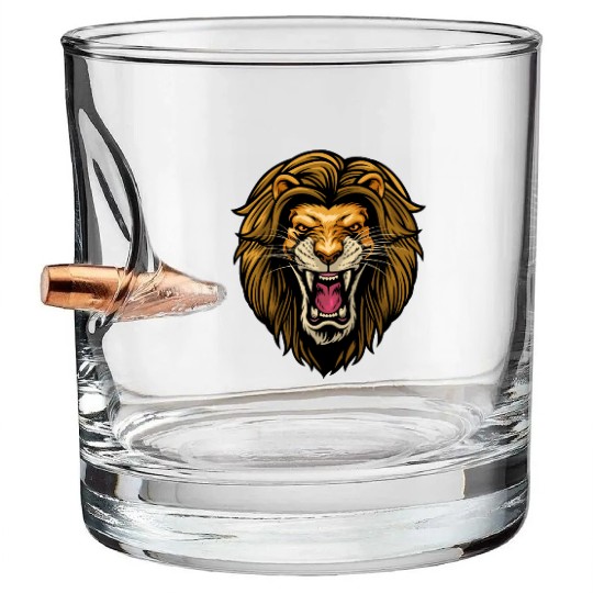 angry lion head Bullet Whiskey Glasses