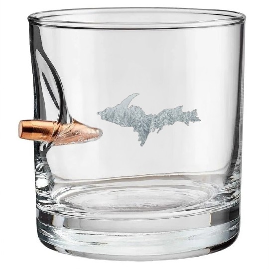 Upper Peninsula Snow 906 Yooper Bullet Whiskey Glasses