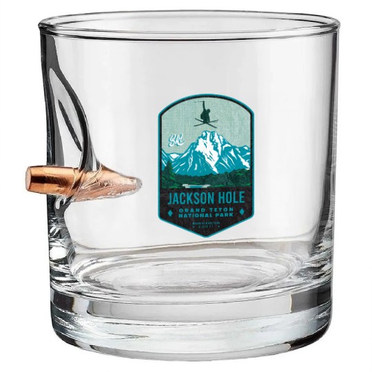 Jackson Hole Ski Badge Bullet Whiskey Glasses