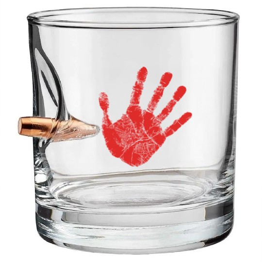 Red Hand - Supporter of MMIW Bullet Whiskey Glasses