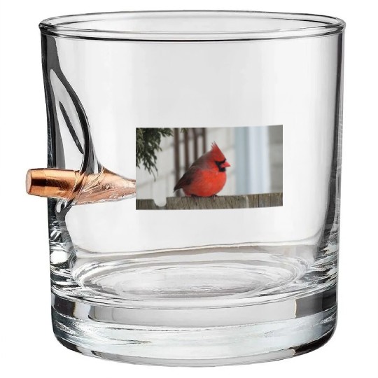 Brilliant Cardinal Bird 2 Bullet Whiskey Glasses
