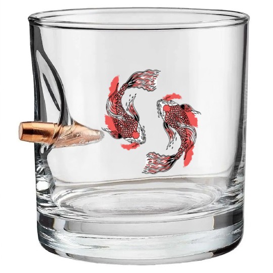 Koi Fish Swirly Bullet Whiskey Glasses