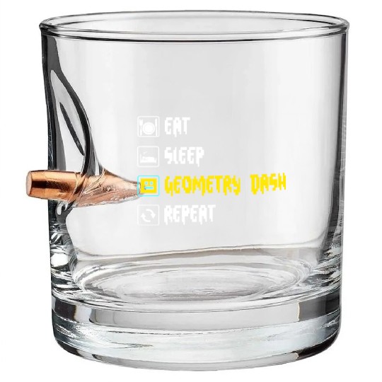 Eat sleep geometry dash repeat retro Jumper Repeat Bullet Whiskey Glasses