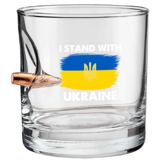 I Stand with Ukraine Ukraine Flag Bullet Whiskey Glasses