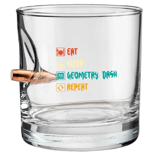 Eat sleep geometry dash repeat retro Jumper Repeat Bullet Whiskey Glasses
