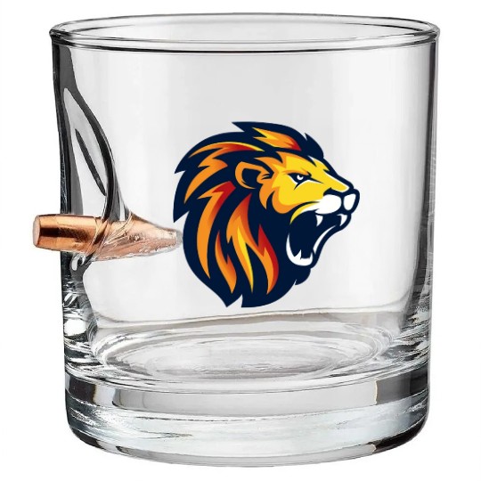 angry lion face Bullet Whiskey Glasses