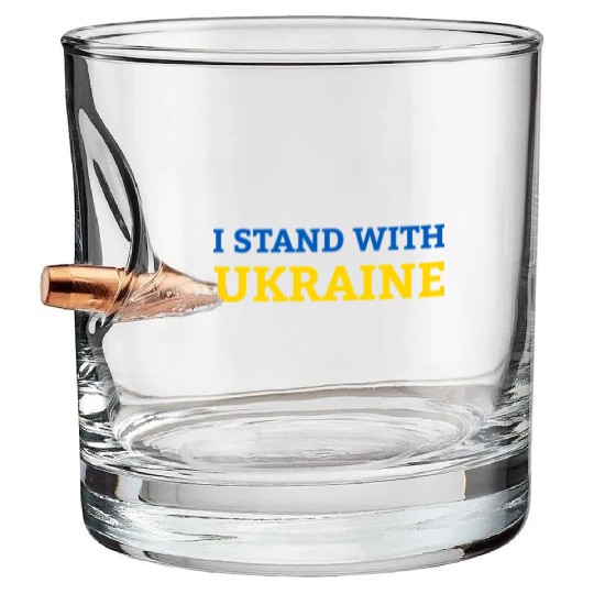 "I stand with Ukraine" Support & Solidarity Bullet Whiskey Glasses