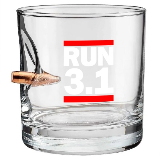 Run 3.1 5K Marathon Race Runner Training Running Bullet Whiskey Glasses
