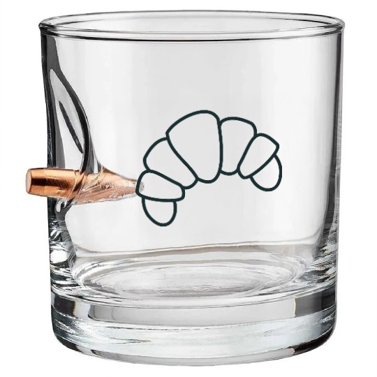 Irregular croissant outline cute food Bullet Whiskey Glasses
