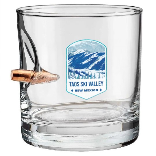Ski Taos Valley New Mexico Bullet Whiskey Glasses