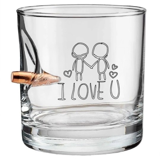 valentines day i love you gay couple Bullet Whiskey Glasses