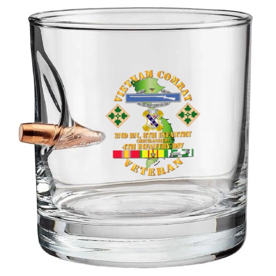 Army Vietnam Combat Infantry Veteran w 2nd Bn 8th Bullet Whiskey Glasses