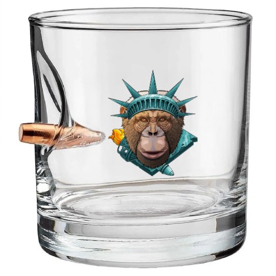 Statue Of Liberty Chimpanzee 4th Of July Animal US Bullet Whiskey Glasses