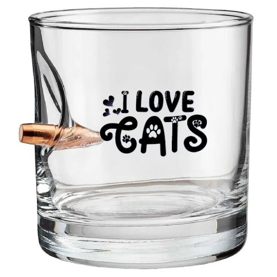 I love Cats Classic Bullet Whiskey Glasses
