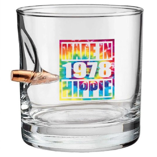 Hippie Birthday 1978 Bullet Whiskey Glasses