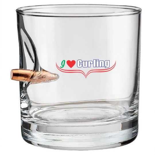 i love curling Bullet Whiskey Glasses