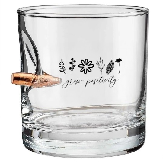 Grow Positivity Gardener Mental Health Awareness Bullet Whiskey Glasses
