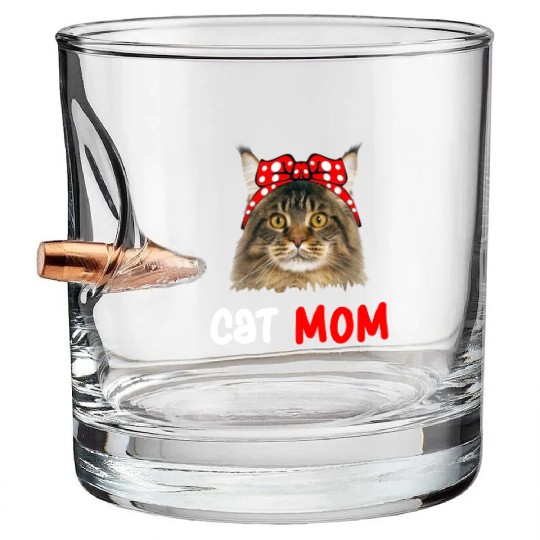 Cat Mom Bullet Whiskey Glasses