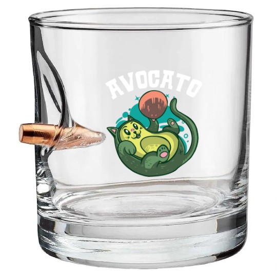 Avocato Avocado Lover Guac Guacamole Keto Cat Bullet Whiskey Glasses