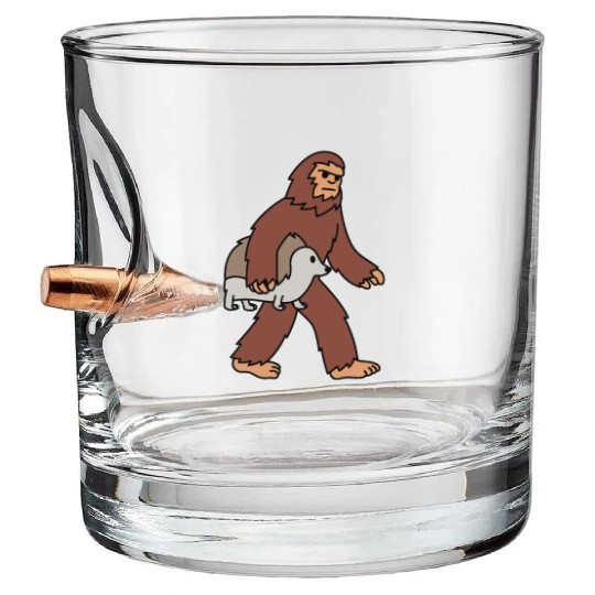 Bigfoot Sasquatch Walking Hedgehog Bullet Whiskey Glasses