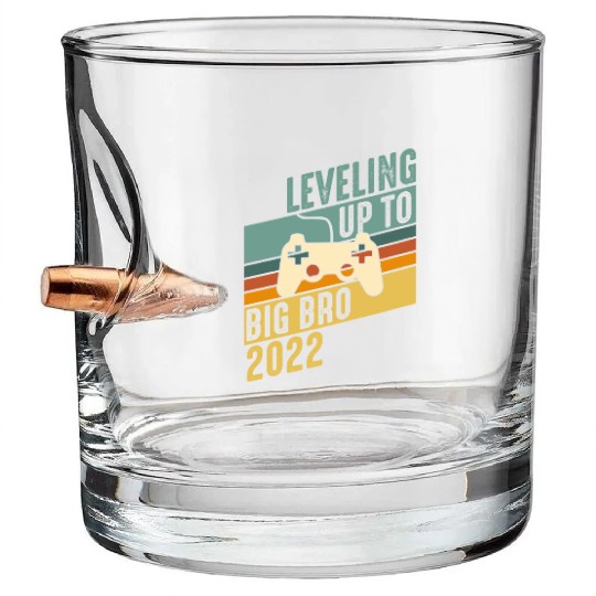 Level up Big Brother 2022 Baby Gamer Boy Baby Bullet Whiskey Glasses