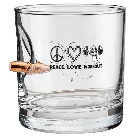 Peace love workout dumbbells heart shape. Bullet Whiskey Glasses