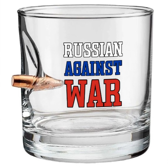 Russian Against war outline Bullet Whiskey Glasses
