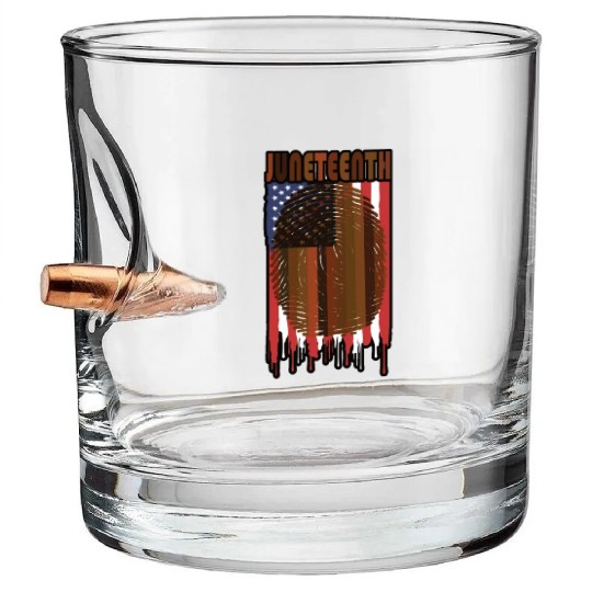 Juneteenth US Flag African American Graphic Bullet Whiskey Glasses