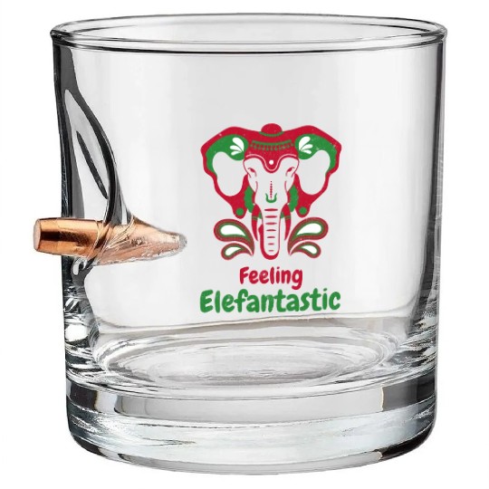 Feeling Elefantastic. Colorful Good Luck Elephant Bullet Whiskey Glasses