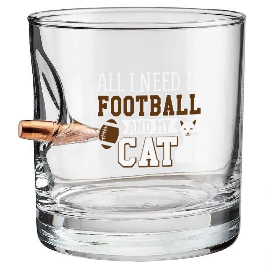 Sunday Football All I Need Is Football And My Cat Bullet Whiskey Glasses