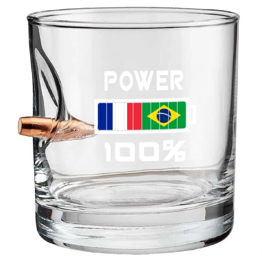 Brazil and France Power 100% Bullet Whiskey Glasses