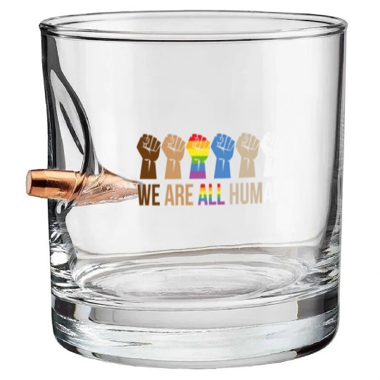 We Are All Human Pride Month For Lesbian and Gays Bullet Whiskey Glasses