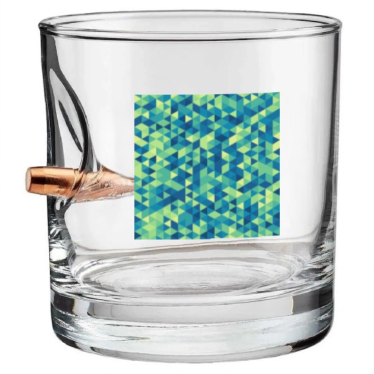 Geometric Hexagon Pattern Blue Yellow Green Bullet Whiskey Glasses