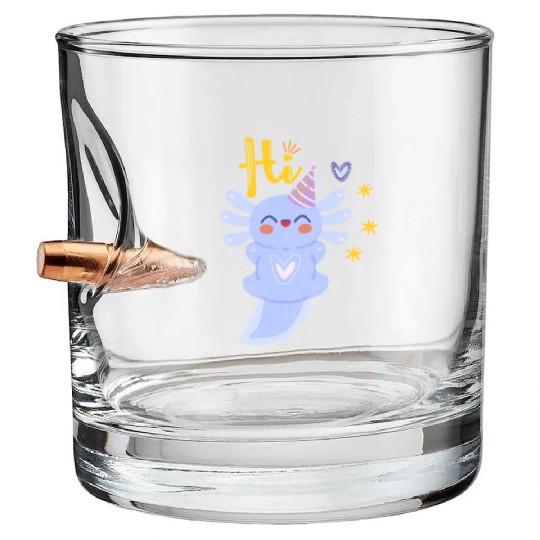 Baby Axolotl Art - 3 Bullet Whiskey Glasses