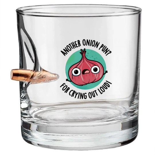 Another Onion PUn For Crying Out Loud Funny Veggie Bullet Whiskey Glasses