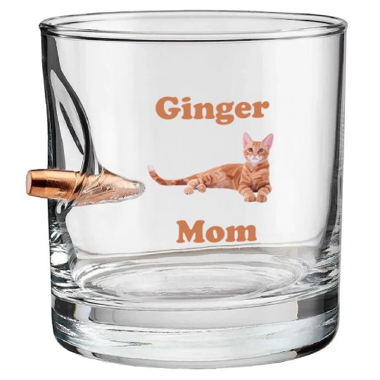 Ginger Cat Mom Bullet Whiskey Glasses
