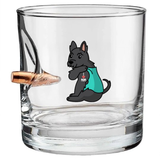 I Love Mom Tattoo Scottish Terrier Bullet Whiskey Glasses