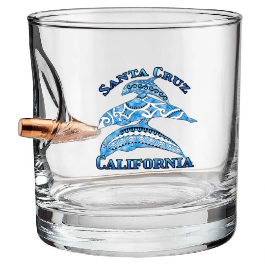 Santa Cruz California Vacation Tribal Dolphins Bullet Whiskey Glasses
