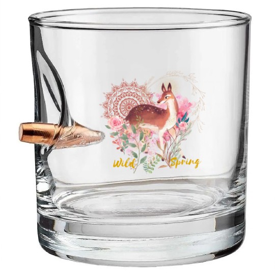 Sweet Deer In Wild Spring - 9 Bullet Whiskey Glasses