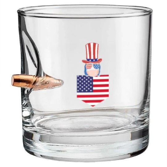 Patriotic Unicorn US Flag Unicorn Pocket 4th of Bullet Whiskey Glasses