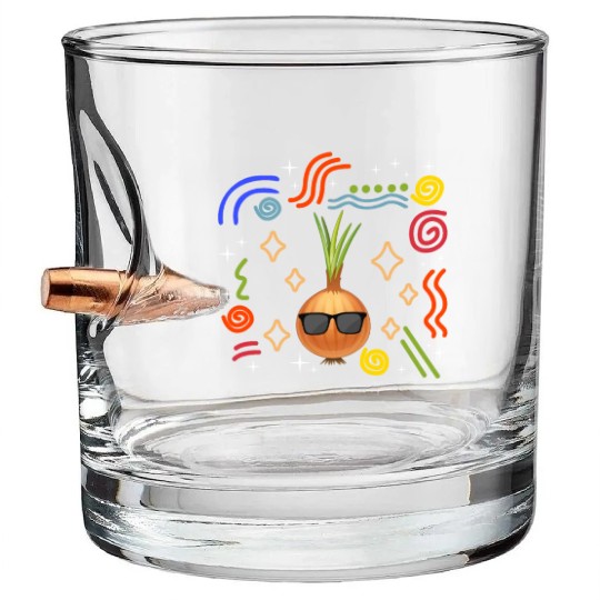 Onion Vegetable Bullet Whiskey Glasses, Onion Wearing Sunglasses