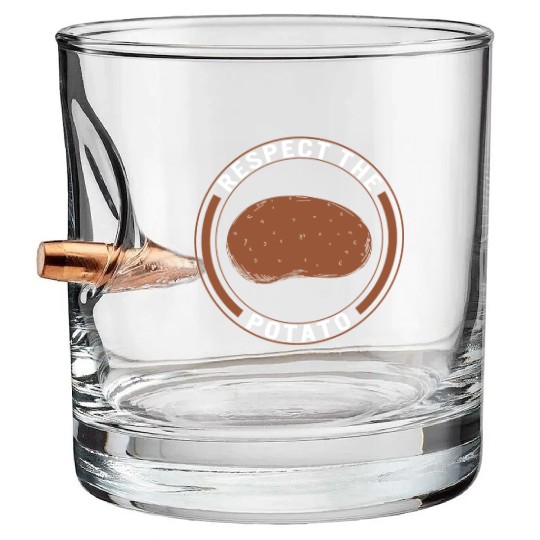 Potato Vegetable Bullet Whiskey Glasses, Respect The Potato Bullet Whiskey Glasses,