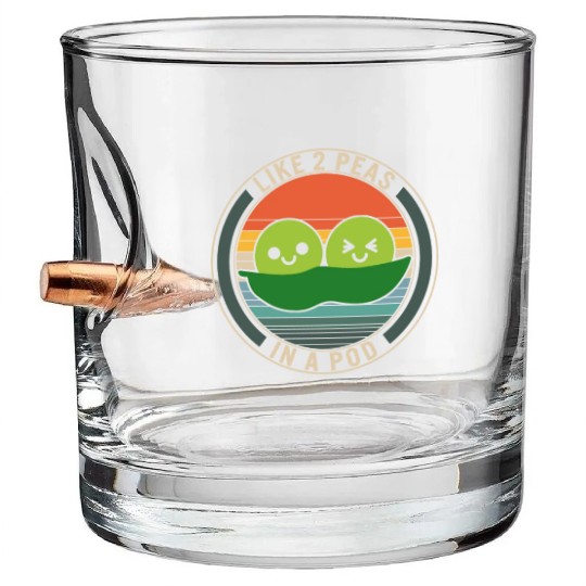Peas Vegetable Bullet Whiskey Glasses, Like 2 Peas In Pod,
