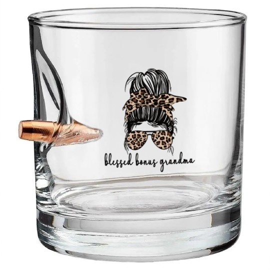 Blessed Bonus Grandma Step Grandmother Mothers Day Bullet Whiskey Glasses