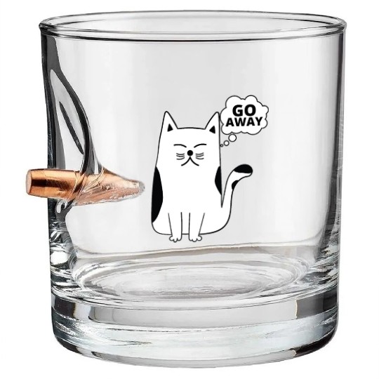 Go Away Angry Cat Bullet Whiskey Glasses
