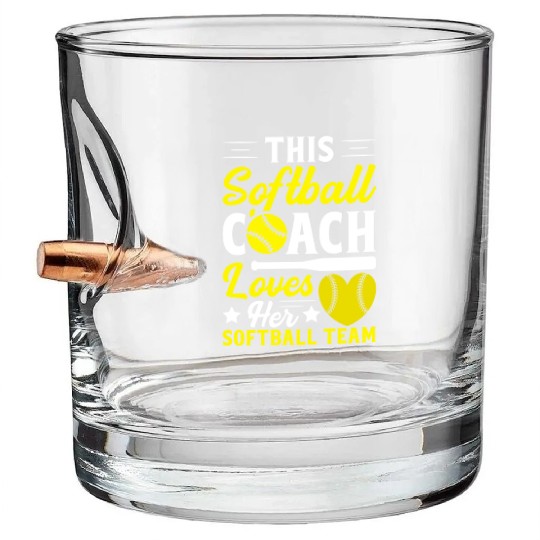 This Softball Coach Loves Her Softball Team Bullet Whiskey Glasses