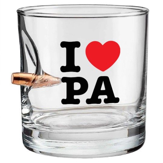 I LOVE PA, I Love Pennsylvania Bullet Whiskey Glasses