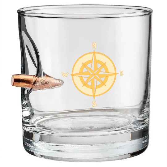 Nautical Compass star / rose, cardinal directions Bullet Whiskey Glasses