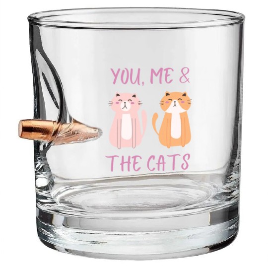 ask me about my cat funny cat Bullet Whiskey Glasses